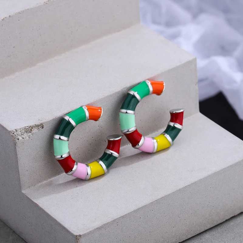 KOFSAC Cute Rainbow Clip Earrings For Women Personality 925 Sterling Silver Jewelry Fashion Girl Earrings without Ear HolesX240913