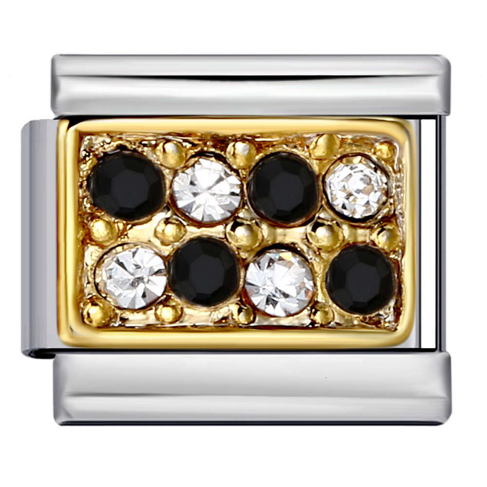 Dia Studded Square Stainless Steel DIY Module Bracelet Italian Charm Bracelet Italian Charm Links Stainless Steel Fit 9Mm Bracelet Jewelry DIY Making 