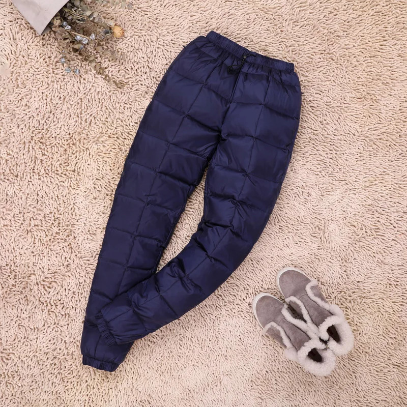 Mens Winter Elastic Waist Feather Sweat Pants Outer Wear High Waist Cold-Resistant Warm White Duck down Pants 240913