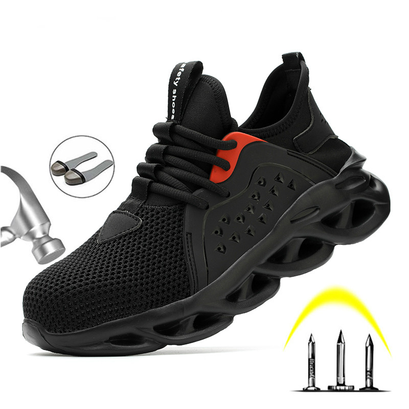 Work Safety Shoes For Men Summer Breathable Boots Working Steel Toe Anti-Smashing Construction Safety Work Sneakers Hot n89