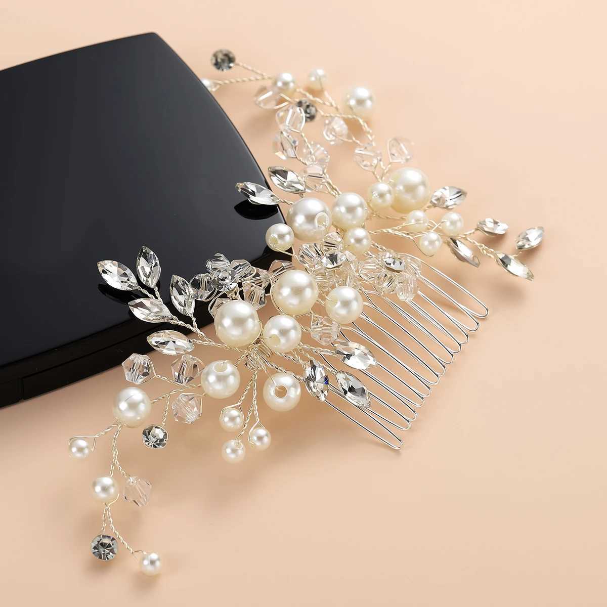 efily Popular New Pearl Hair Comb Handmade Beaded Crystal Headpiece Bridal Wedding Hair Accessories Headdresses For GirlFriendX240913