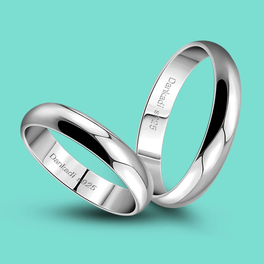 Fashionable couple ring 925 sterling silver smooth n ring Simple silver anniversary gift silver jewelry 240912