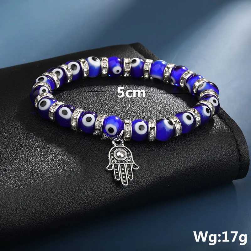 Blue Evil Eye Bracelet Fatima Trkiye Thousand Eye Handmade Womens Resin Bead Bracelet Elastic Bracelet Jewelry W240913