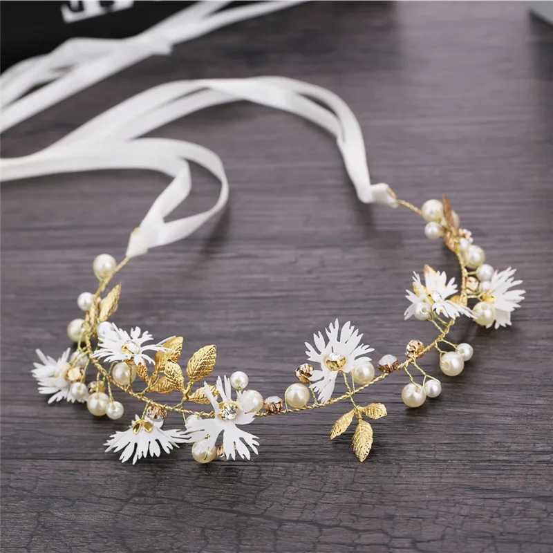 Small Daisies Bridal Headpieces with Ribbon Handmade Simple Wedding Headband Hair Accessories for Wedding Party Headdress MLX240913