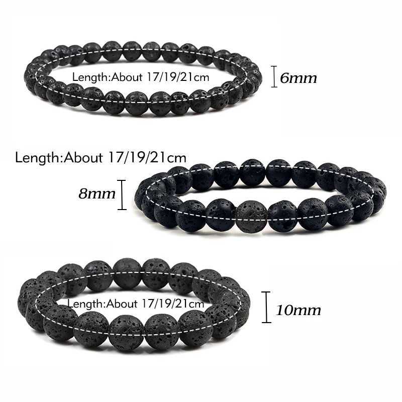 Natural volcanic bead bracelet mens charm black lava bracelet essential oil diffusion elastic bracelet womens jewelry Pulseras W240913