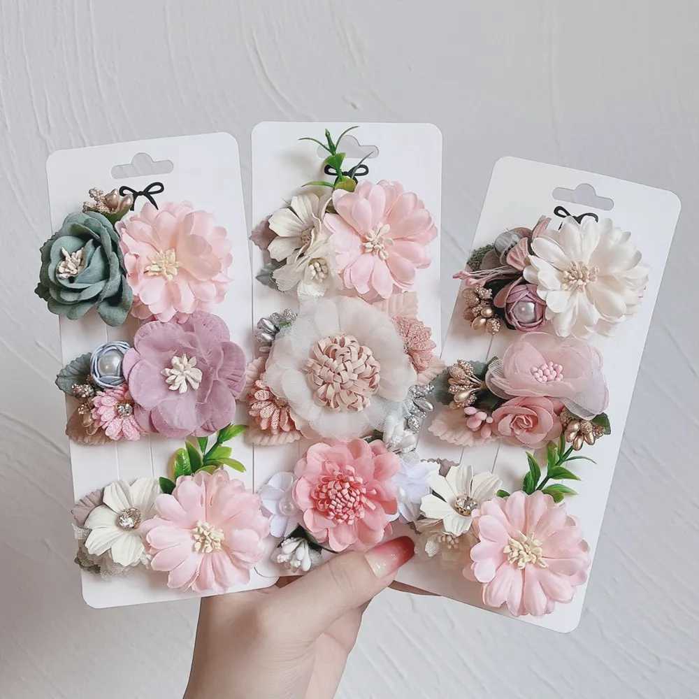 3Pcs/Set Artificial Flower Hair Clip For Kids Girls Hairpins Cute Pink Flowers Barrettes Hair Decorate Headwear Hair AccessoriesX240913