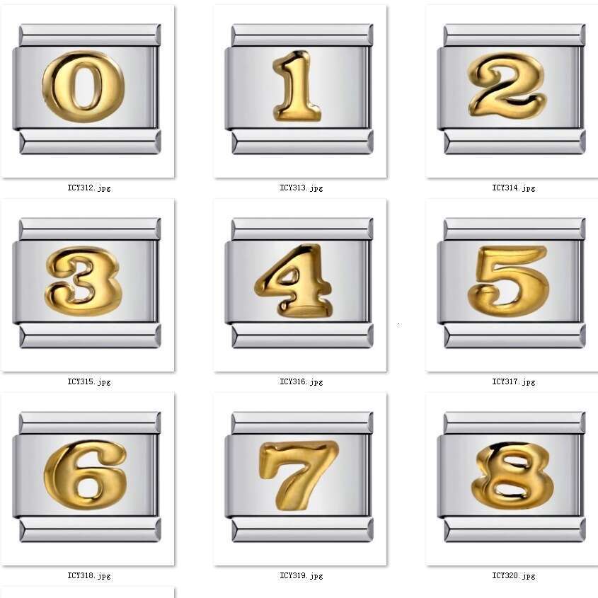 New Titanium Steel Concave Convex Arabic Numerals DIY Bead Bracelet Bead Italian Charm Links Fit 9Mm Bracelet Jewelry DIY Making Gifts
