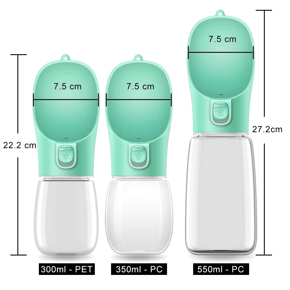 Portable Dog Water Bottle for Small Large Dogs Cat Outdoor Leakproof Walking Drinking Bowls Chihuahua French Bulldog Supplies 550ml Green J22