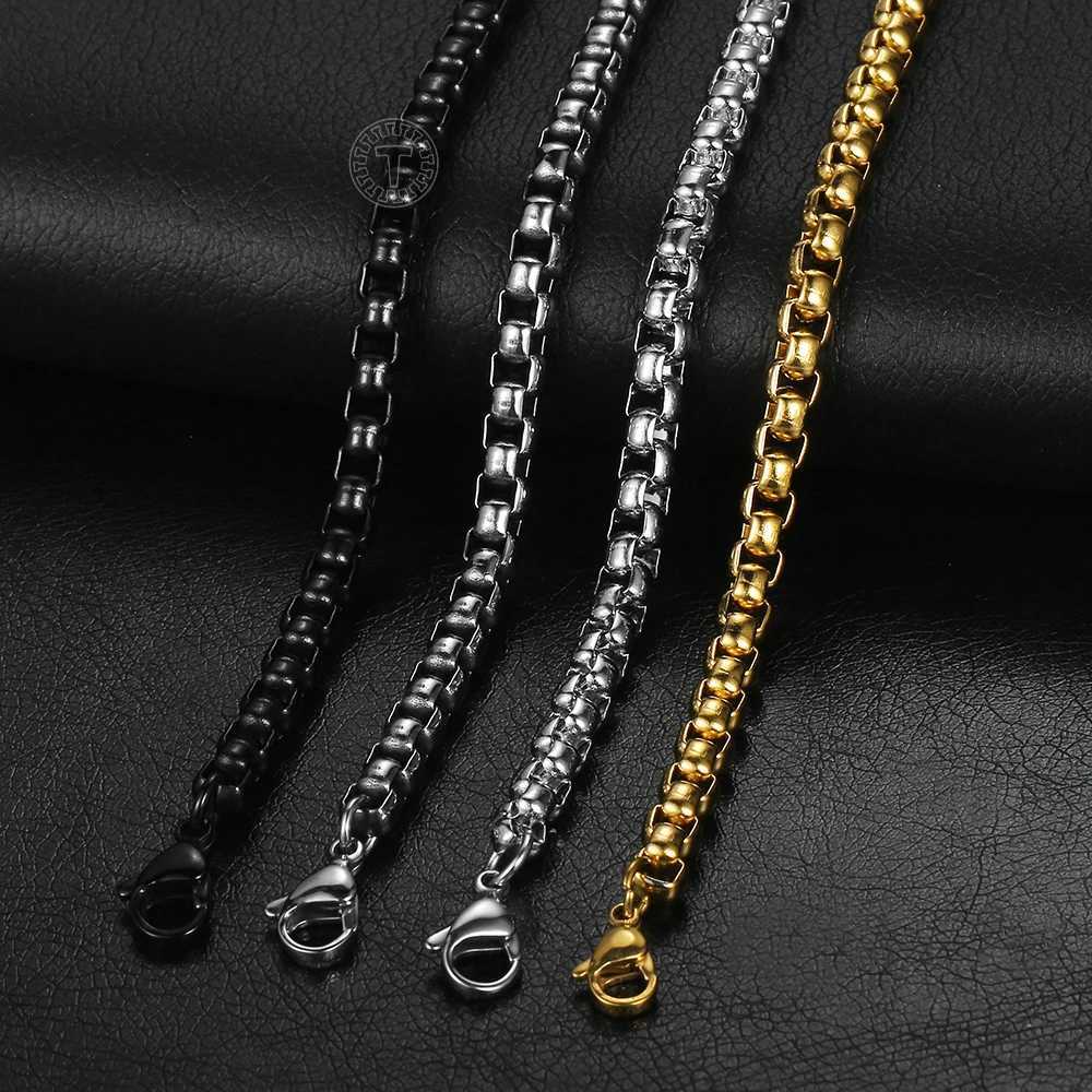 2 3 4 5 mm Bracelet For Men Women Stainless Steel Mens Round Box Link Chain Black Gold Silver Color Jewelry Gifts LKB676X240913