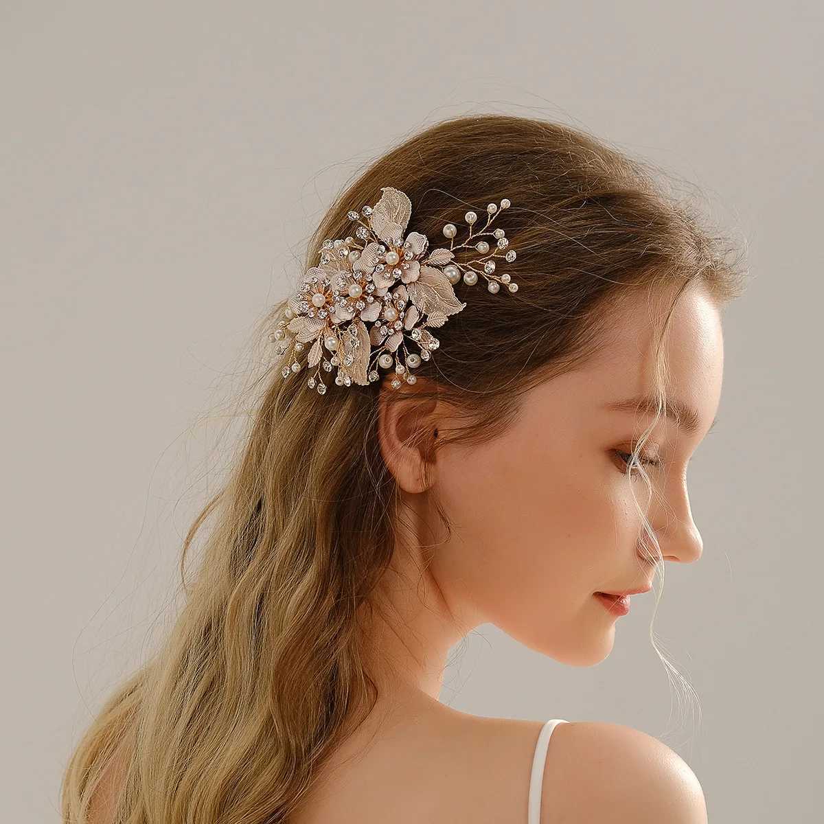 Bride Hair Combs Wedding Hair Clips Fashion Crystal Flower Headdress Hairpin for Diadem Pearls Headpiece Barrettes Girls JewelryX240913