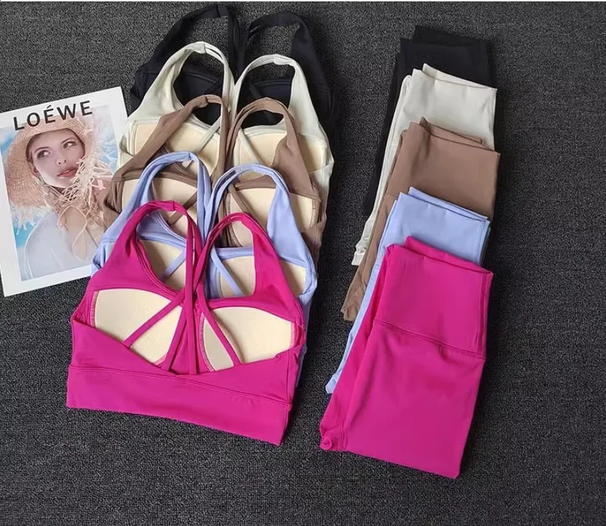 2pcs Women Seamless Yoga Set Sport Suit Gymwear Workout Clothes Gym Crop Top High Waist Legging Fitness Bra Set Sports Suits 240910