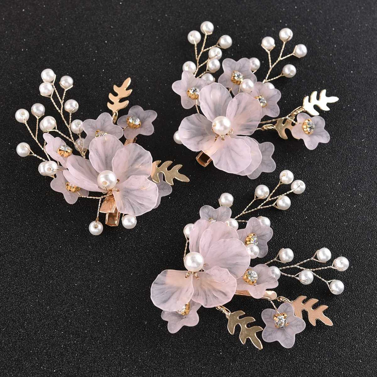 Pink/White Flower Hairpins Side Clips Pearl Headpieces for Women Girls Elegant Floral Headpieces Hair Jewelry AccessoriesX240913