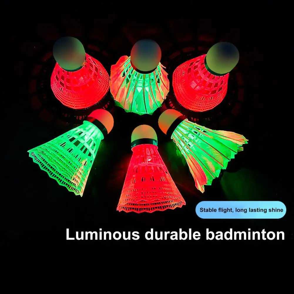 3/6Pcs 10*4cm Luminous Badminton Balls Set Built-in Button Battery Badminton For Adults Shuttlecocks LED Outdoor Sports Activity Y240912