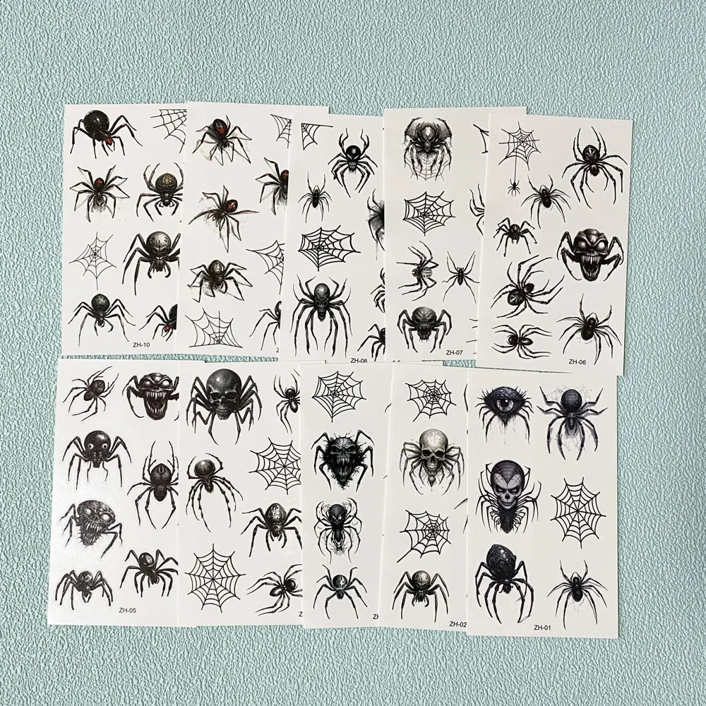 10pcs Spider Web Tattoo Stickers for Halloween Disposable Temporary Tattoos For Men Women Face Makeup Body Decr for Children 240910
