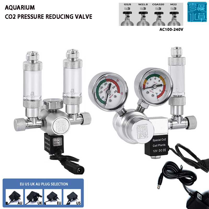 Aquarium CO2 regulator solenoid valve bubble meter plant water grass tankCO2 reaction control system pressure reducing valve