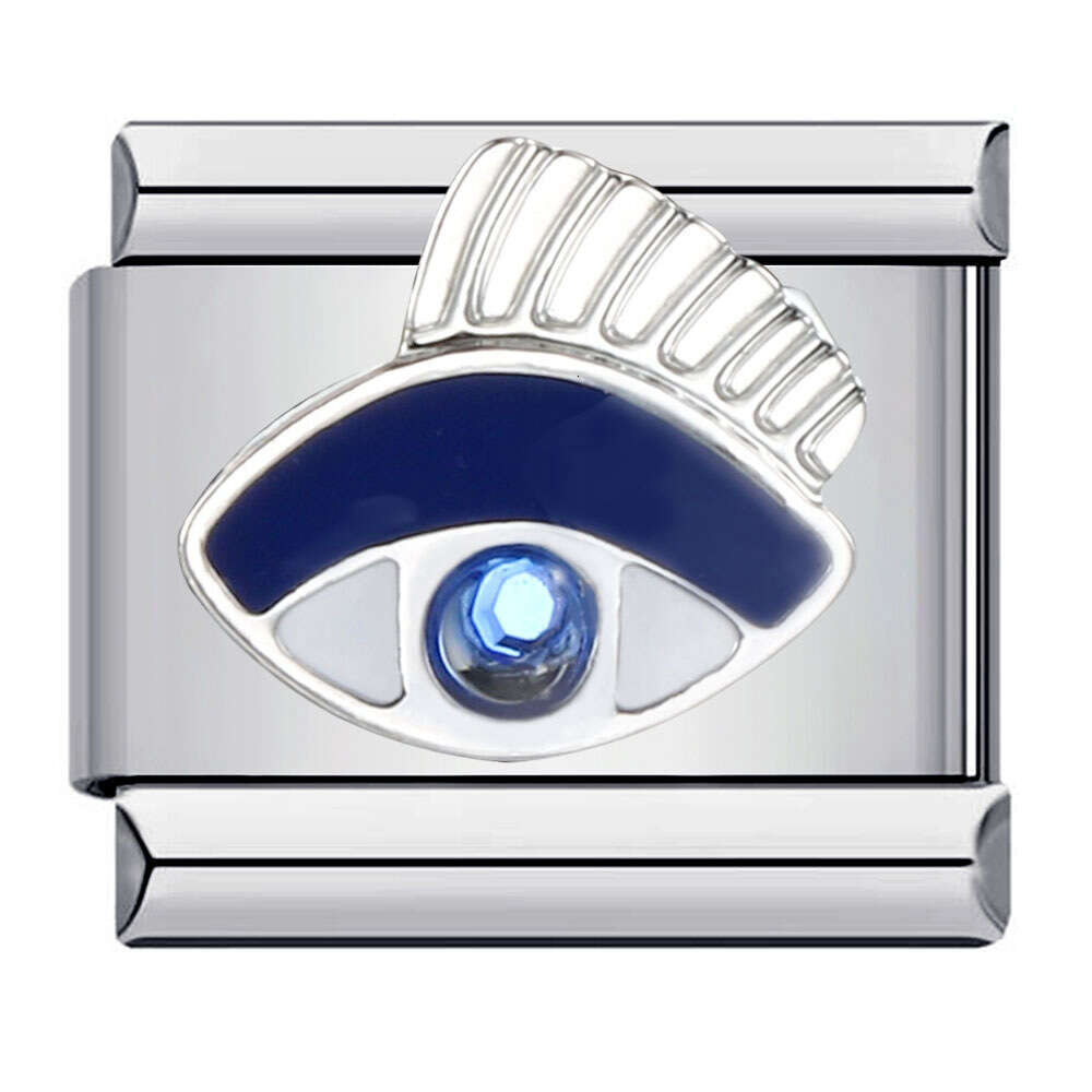 New Devil's Eye Bead Titanium Steel Welding Enamel Cartoon DIY Elastic Bracelet Italian Charm Links Fit 9Mm Bracelet Jewelry DIY Making Gifts