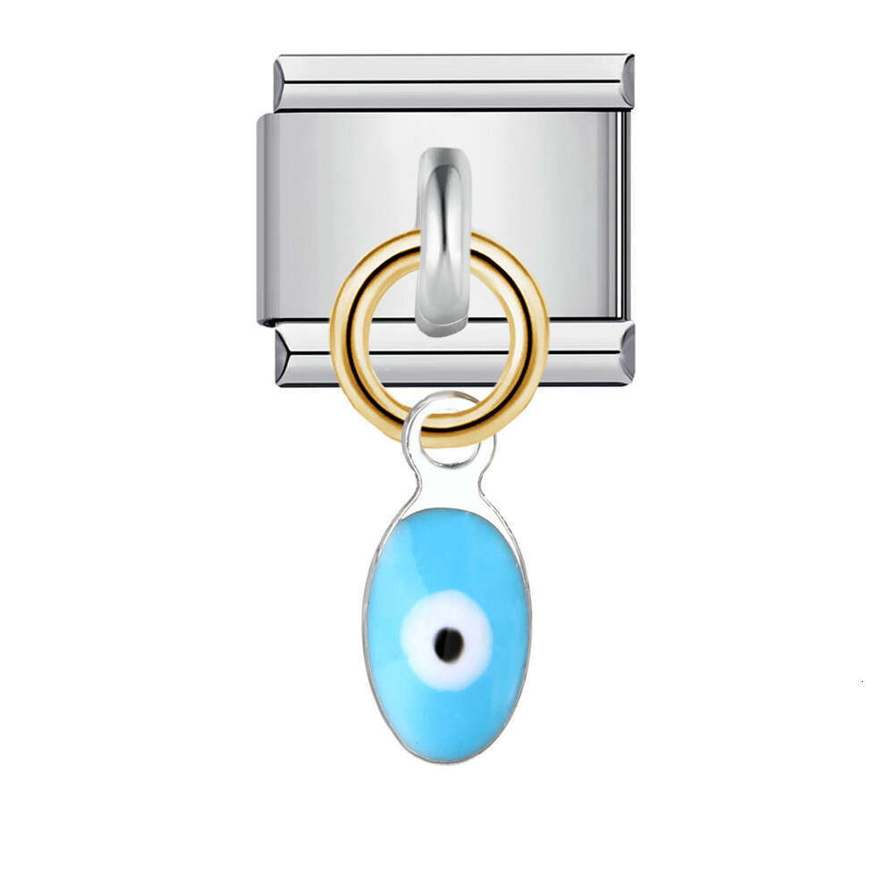 Single Hook Italian Module Bracelet Devil's Eye Pendant Elastic Splicing Titanium Steel Strap Chain Charm Links Stainless Fit 9Mm Jewelry DIY Mak