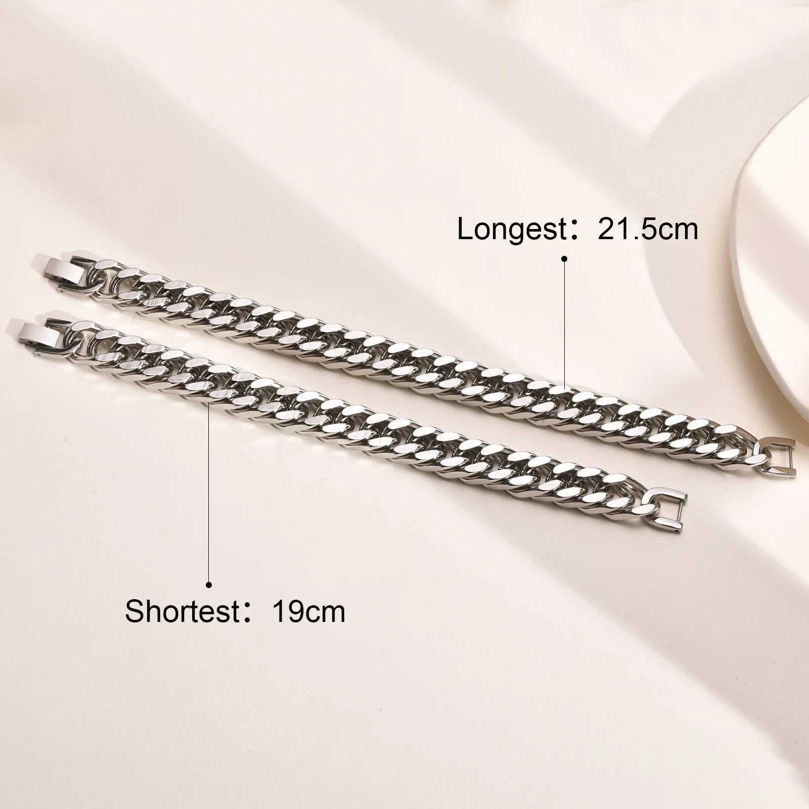 Vnox 10/12/15MM Width Stainless Steel Cuban Chain Bracelets for Men Silver Color Fashion Hip Hop Male Boy Wristband Dad GiftX240913