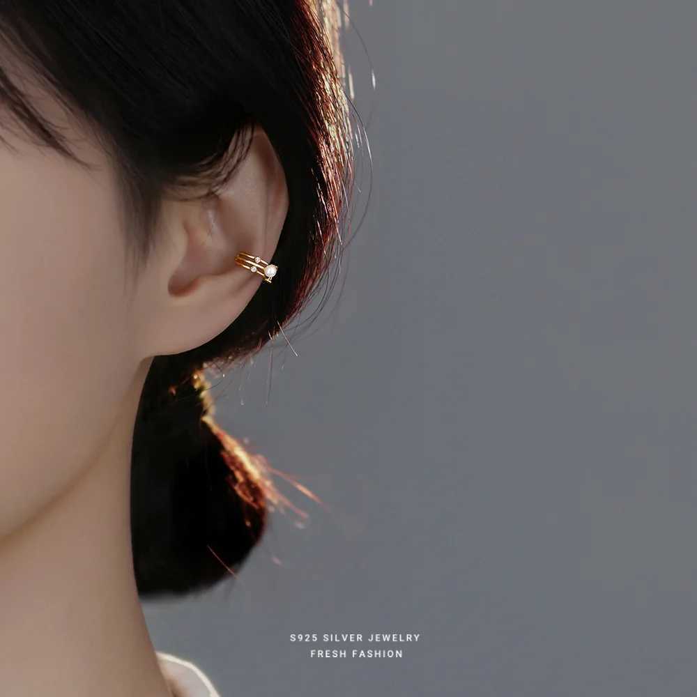 Real 925 Sterling Silver Openwork Shell Zircon No Ear Piercing Earrings Gift for Women Party Fine Jewelry GiftX240913