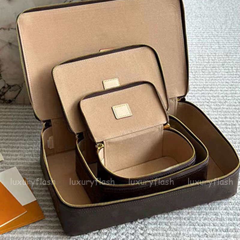 Designer Makeup Bags Storage Box Fashion Vintage Travel Cases Bag Zipper Leather Cosmetic Jewelry Box