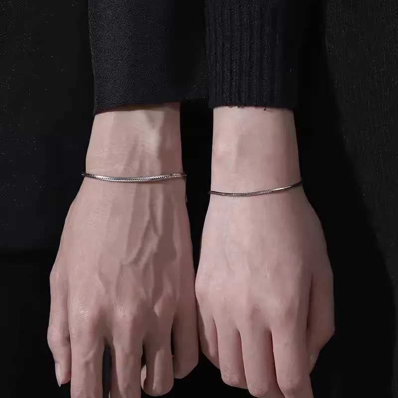 0.9/1.2/2mm Simple MEN Stainless Steel Square Snake Bone Chain Bracelet Hip-Hop Jewelry Trendy Party Bracelets Bangle for WomenX240913