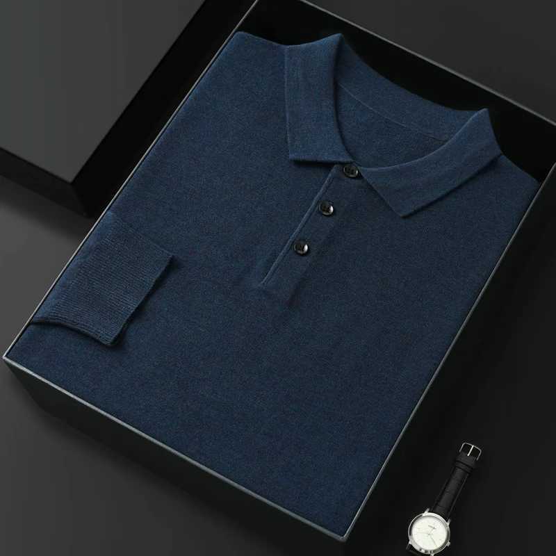 Cashmere sweater mens polo neck spun wool long sleeved T-shirt business casual sweater pullover bottom sweater ZM- W240913