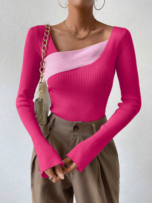 Autumn and Winter New Irregular Knitted Shirt with Women's Undercover Solid Color Slimming Top for Women