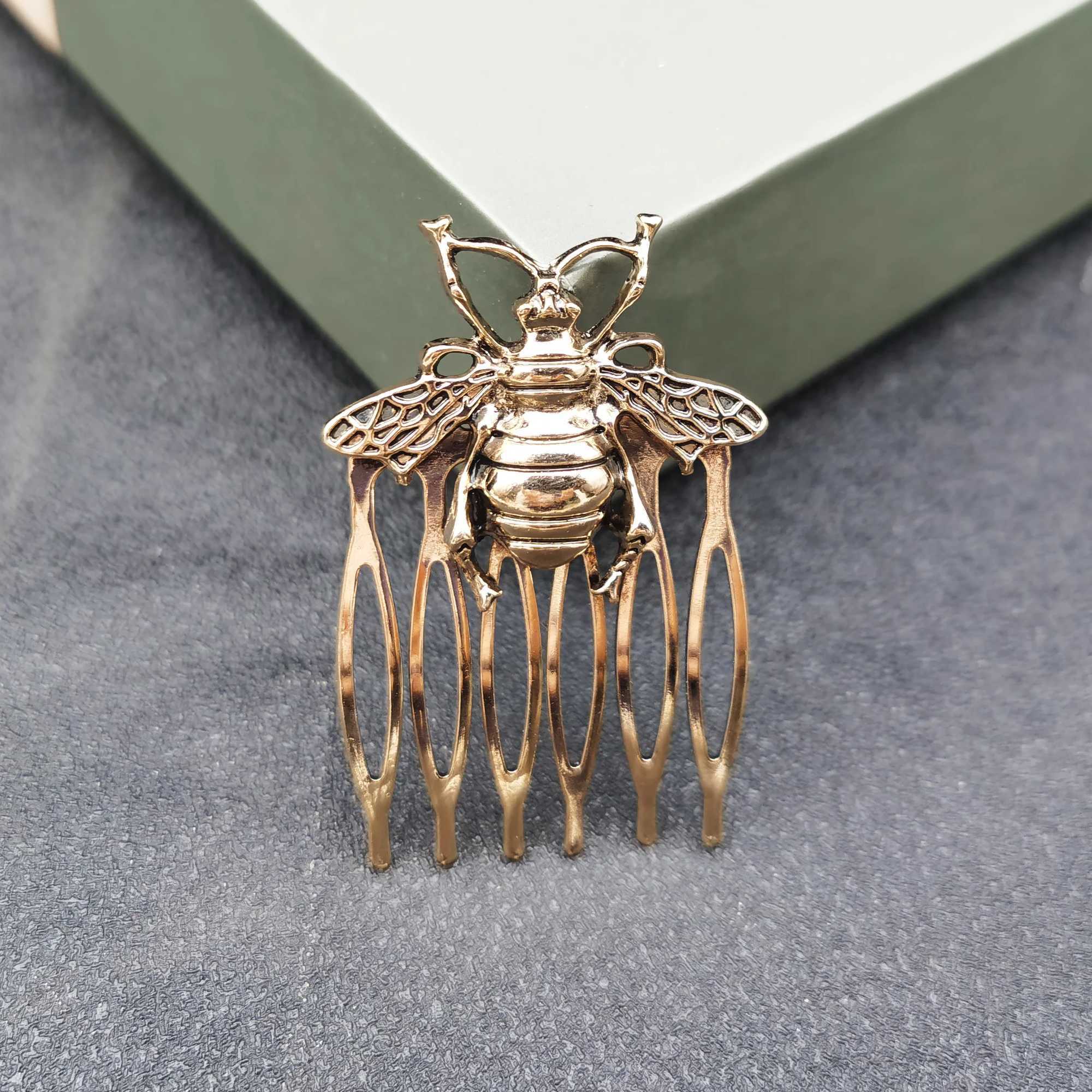 Gold Color Metal Hair Combs Pins Handmade Wedding Butterfly Comb for Brides Insects Bee Hair Clips Barrettes Jewelry AccessoriesX240913