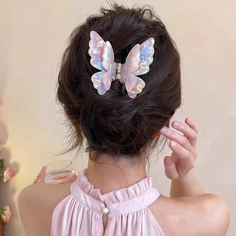 Double-Layered Butterfly Hair Clip Claw For Women Shark Clips Crab Hairpin Korean Acetic Accessories For The Back Of The HeadX240912