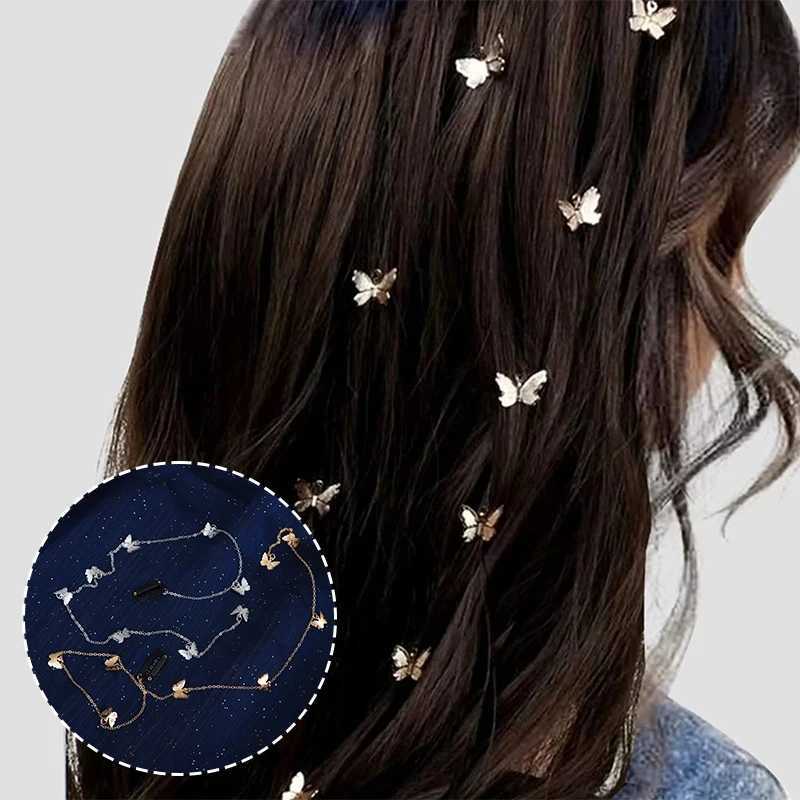 Women Fashion Metal Braided Hair Chain Gold Color Butterfly Hair Chain Girl Long Tassels Hairpin Hair Accessories DecorX240913
