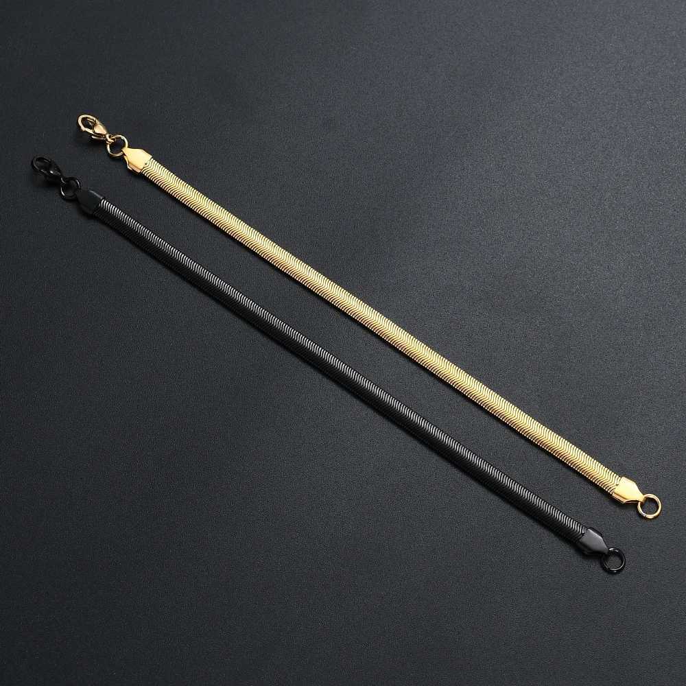 New Arrival 6MM 316L Stainless Steel Flat Snake Chain Bracelet Fashion Gold Black Color Link Bracelet For Men and WomenX240913