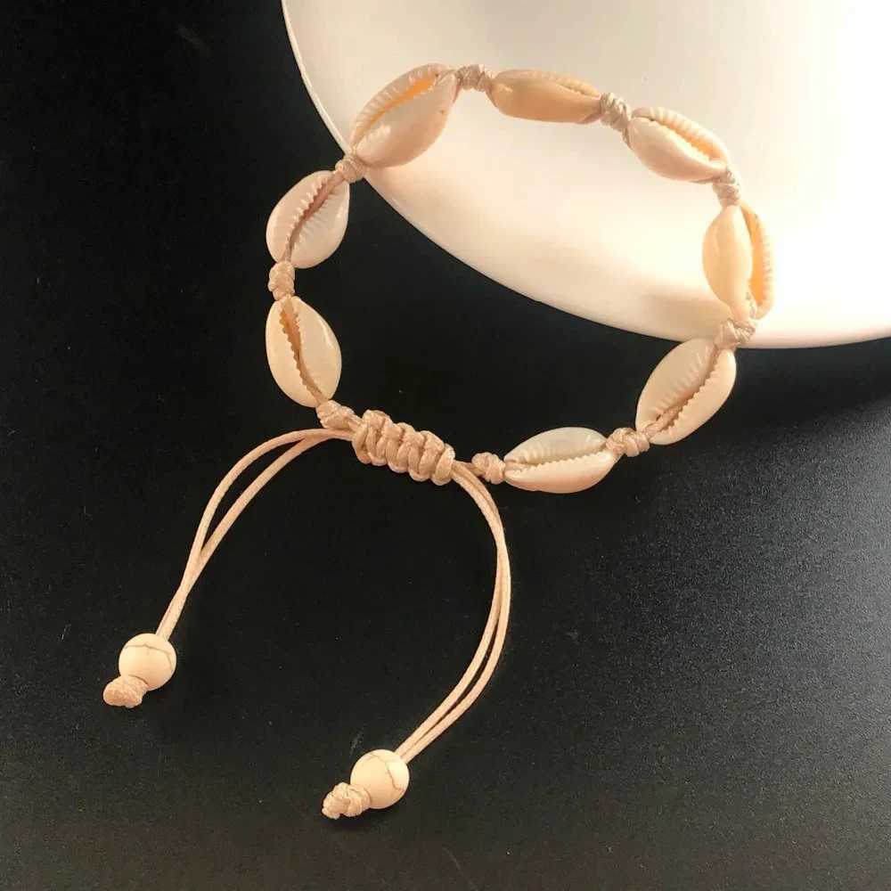 Kiss Jewelry Bohemian Summer Charm Shell Handmade Braided Bracelet Anklet Womens Beaded Adjustable Rope Chain Bracelet Gift W240913