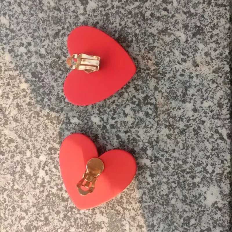 Heart Red Yellow clip on Earrings Love Statement Wedding Geometric Heart Bohemian Vintage Acrylic Trend Party Jewelry GiftX240913