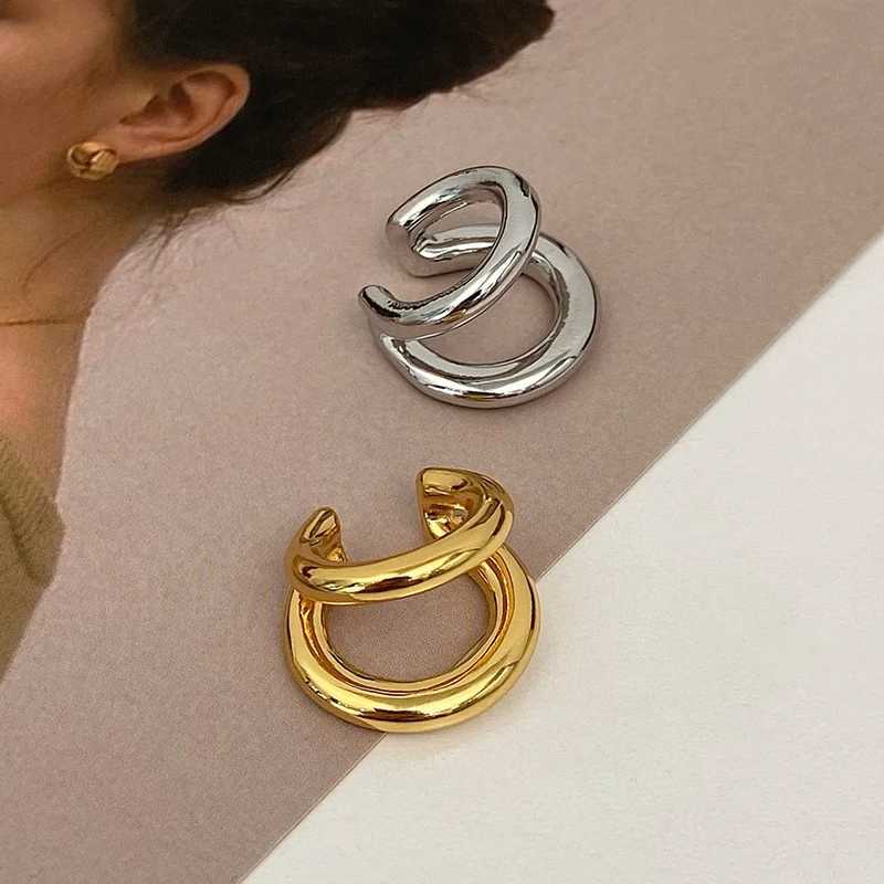 PONYKISS 925 Sterling Silver Double Layered Round Clip Earrings for Women Trendy Fine Jewelry Minimalist No Ear Hole AccessoriesX240913