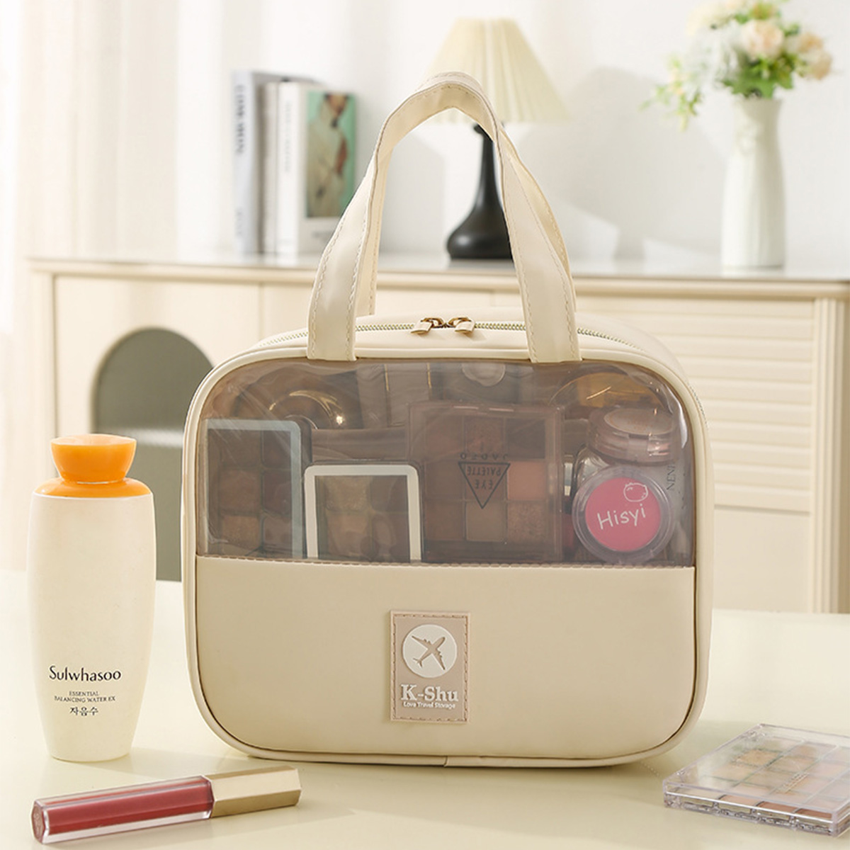 Makeup bag Large capacity portable makeup bag with three-dimensional partition new portable travel toiletry bag high-end cosmetic storage bag