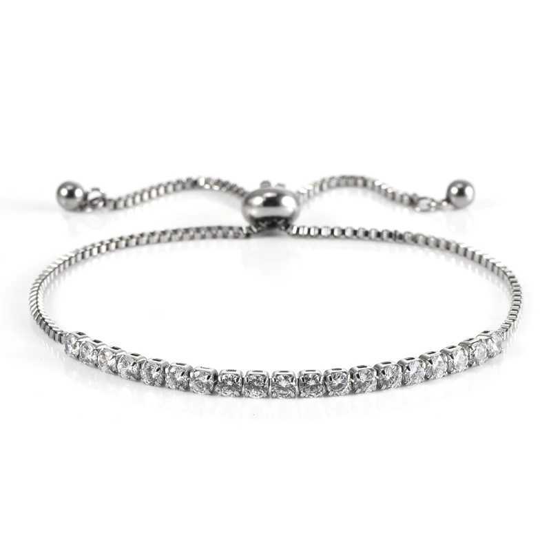 Luxury Hiphop Iced Out 3MM 4MM 5MM Cubic Zirconia Tennis Bracelets For Women and Men Silver Color Adjustable lengthX240913