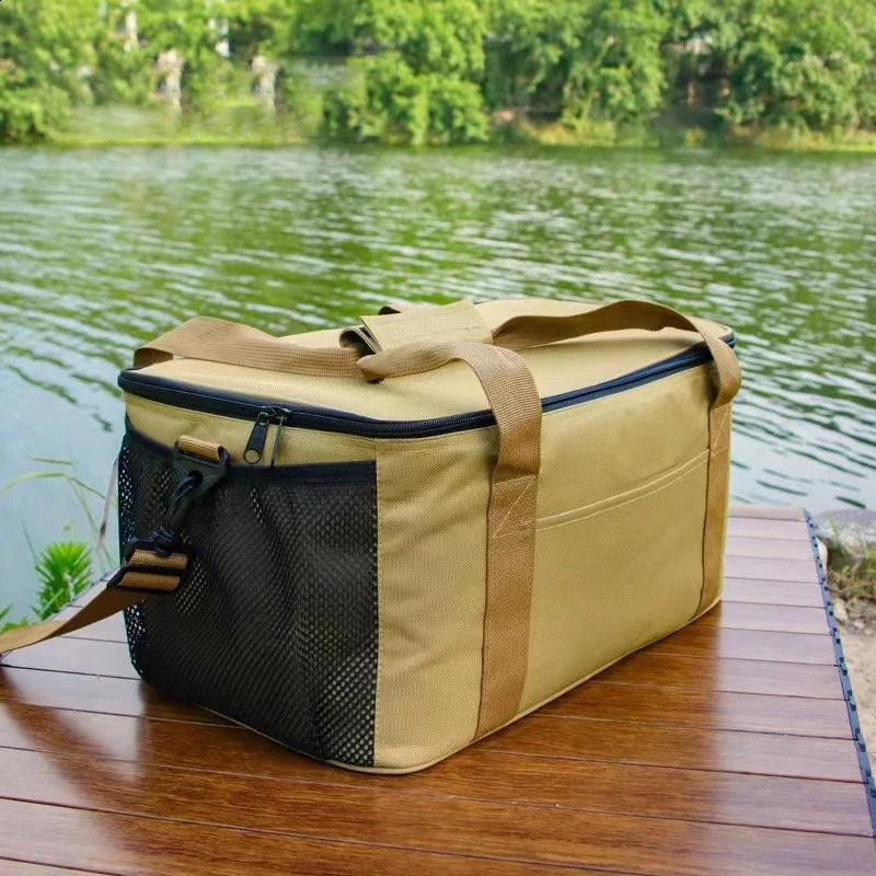 Outdoor cooking bag waterproof camping organizer cooler lunch box portable large capacity storage handbag 240910