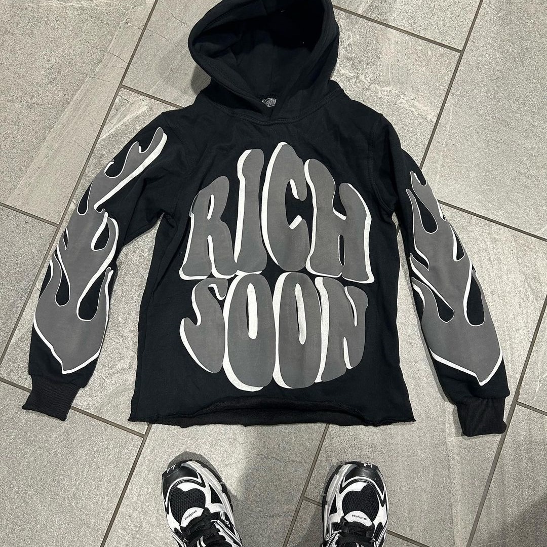 2000s Vintage Streetwear Letter Print Long Sleeve Oversized Hoodies Women's Y2K Gothic Harajuku Pullovers Women Clothes