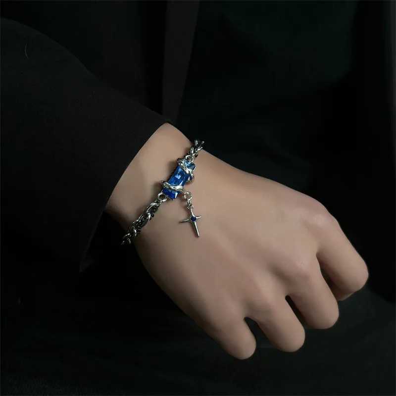 2024 Retro Black Zircon Star Bracelet For Women Men Trend Titanium Steel Punk Nk Chain Unisex Jewelry New Couple AccessoriesX240913