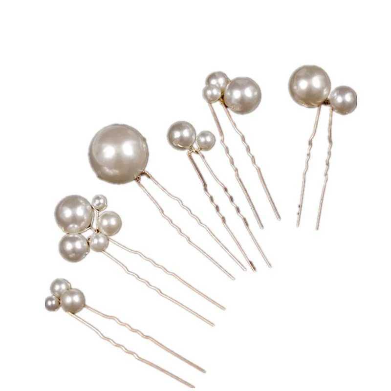 6PCS Fashion Womens White Pearl Alloy U-shaped Hairpin Bridal Wedding Hair Accessories Jewelry HeadpieceX240913