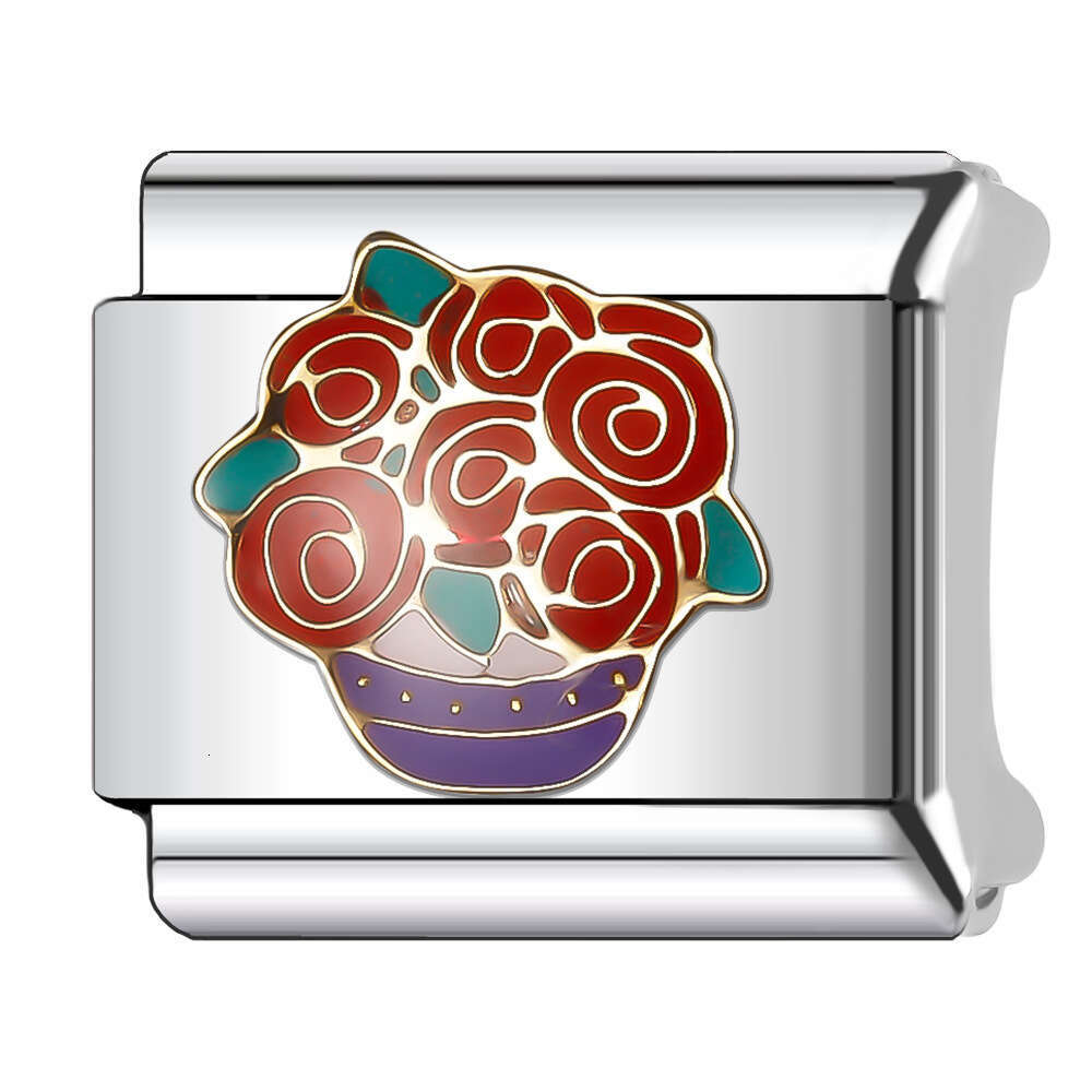 New Women's Gift flower heart Bead Italian Charms Links Bangle Beads Fit 9mm Stainless Steel Bracelet Making DIY For Women Fashion Jewelry
