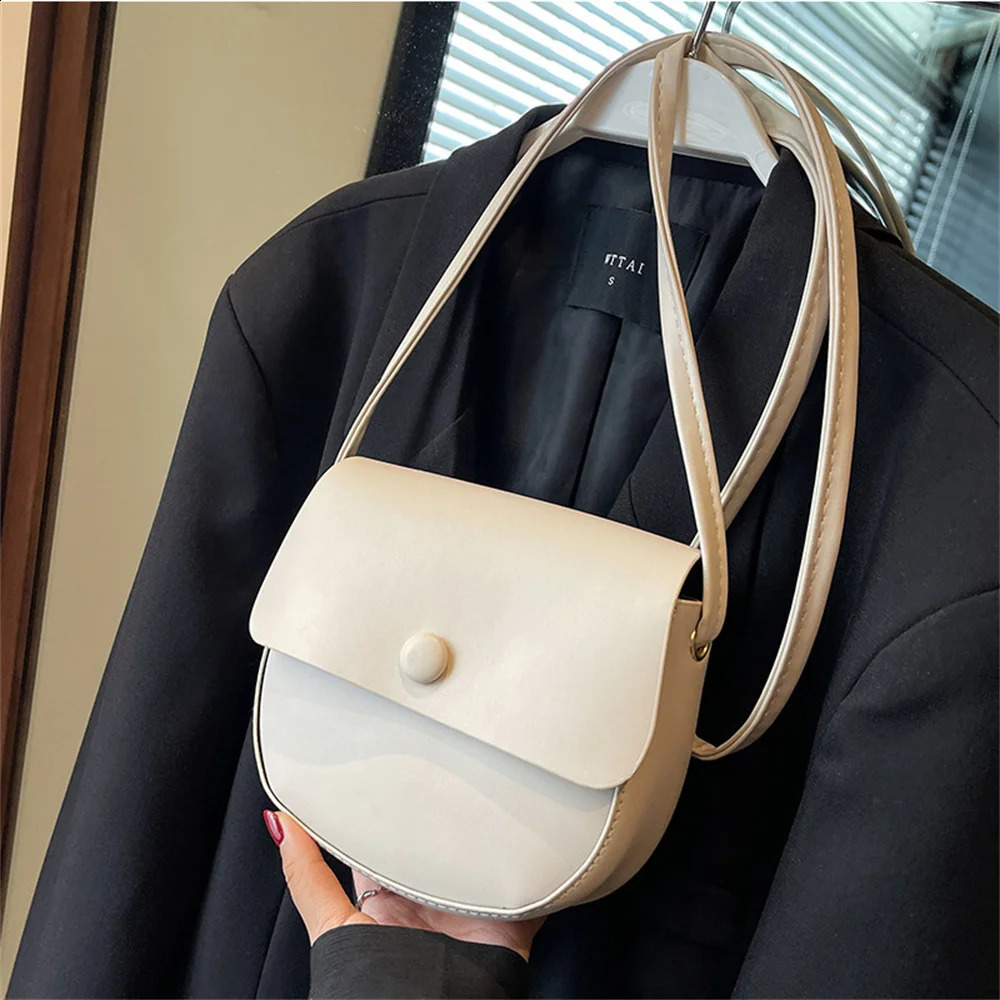 Fashion womens Pu leather cross body bag solid color flip messenger bag handbag womens shoulder bag handbag 240912