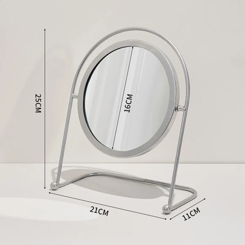 Desktop Metal Makeup Mirror Retro Dressing Mirror Desktop Bedroom Round Dormitory Cosmetics Mirrors Home Decorations 240905