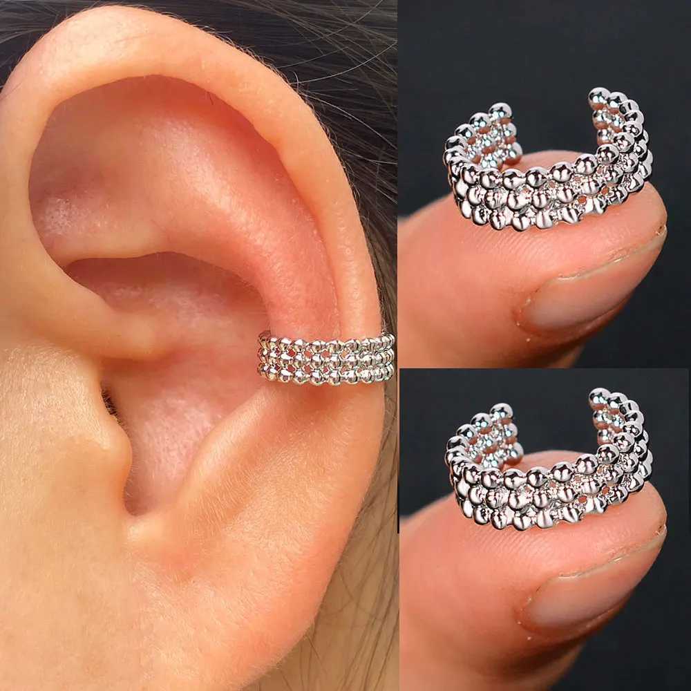 Hot Sale Metal Statement Clip on Earrings Without Piercing Cartilage Earrings Women Fashion Star Geometry Ear Cuff Party JewelryX240913