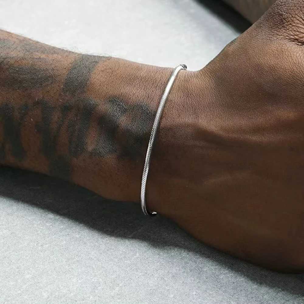 Silver Color Titanium Steel Snake Chain Bracelet for Men Hip Hop Simple Stainless Steel Bracelet For Women Retro JewelryX240913