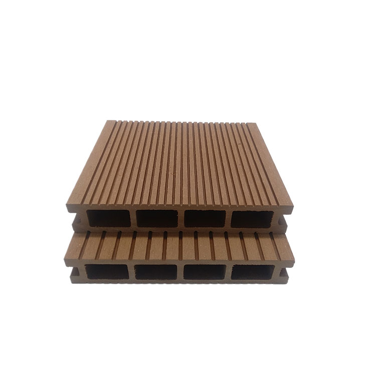 Hot outdoor waterproof striated groove square hole wood grain wood plastic flooring