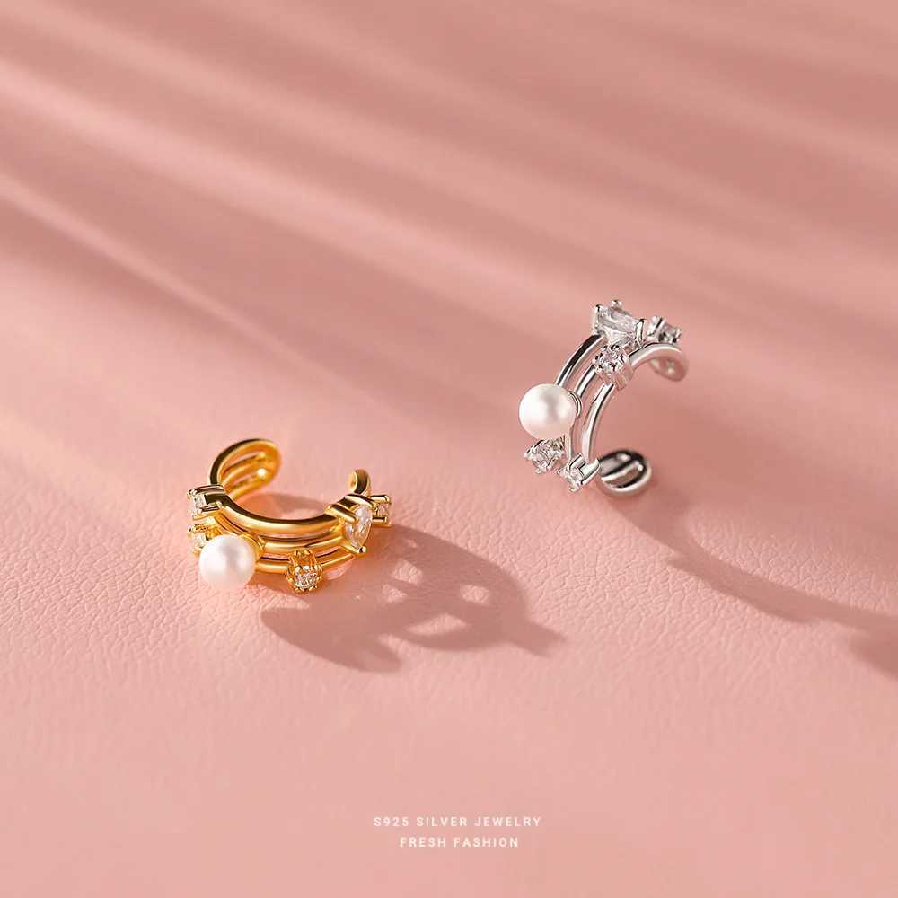 Real 925 Sterling Silver Openwork Shell Zircon No Ear Piercing Earrings Gift for Women Party Fine Jewelry GiftX240913