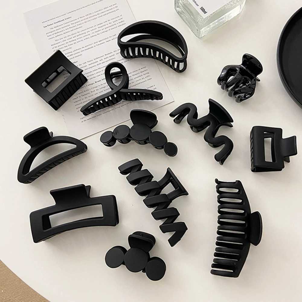 1PC Black Large Hair Claws Elegant Acrylic Hair Clip Hairpins Barrette Crab Claw Clips Headwear For Women Girls Hair AccessoriesX240912