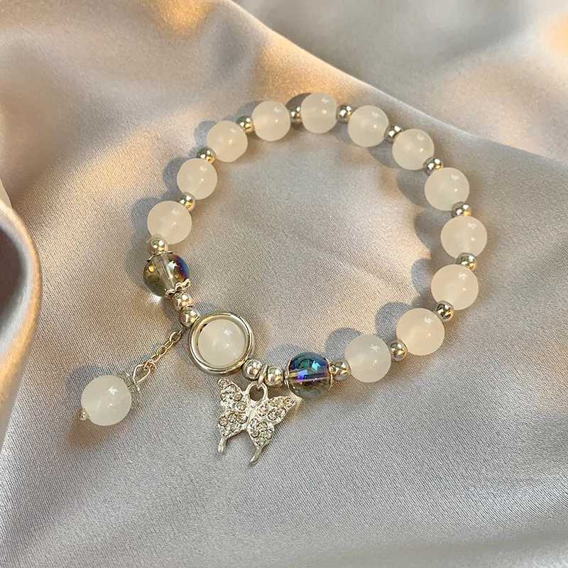 Fashion Butterfly Pendant Bead Charm Bracelet Womens New Chinese Ancient Style Gradient Color Cloud Lock Bell Bracelet Jewelry W240913