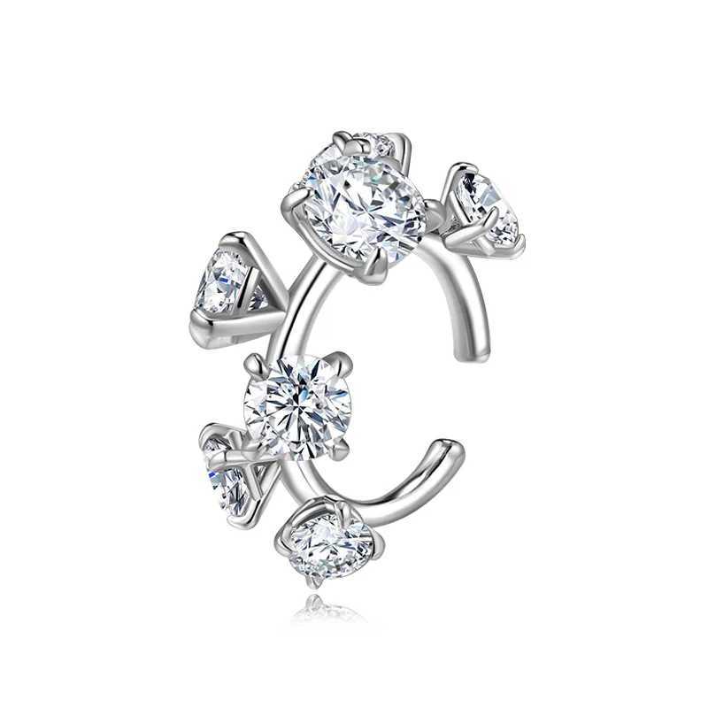 KOFSAC New Shiny Zircon Clip Earrings For Women Trendy Cute Irregular Ear Jewelry 925 Sterling Silver No Pierced Ears EarringX240913